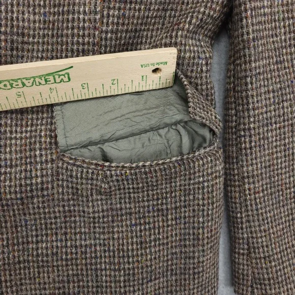 VTG Harris Tweed Wool Blazer Men's 41R Brown Plaid‎Sport Coat Handwoven Jacket